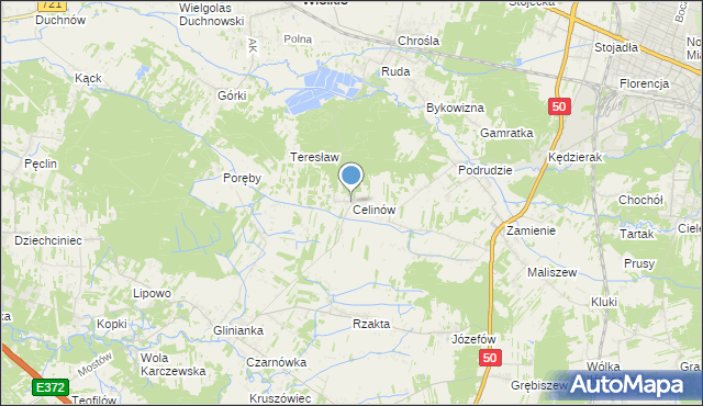 mapa Celinów, Celinów gmina Dębe Wielkie na mapie Targeo